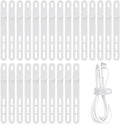 Oligei 25 Pcs Silicone Cable Ties, Cable Ties Reusable, High Elasticity Cord Wraps for Electrical Cords, Cord Organizer for Earphone, Phone Charger(White)
