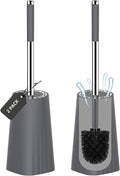 SetSail Toilet Brush, Compact Size Toilet Bowl Brush and Holder Toilet Brushes for Bathroom with Stainless Steel Handle Toilet Cleaner Brush with Durable Scrubbing Bristles, 2 Packs-Grey