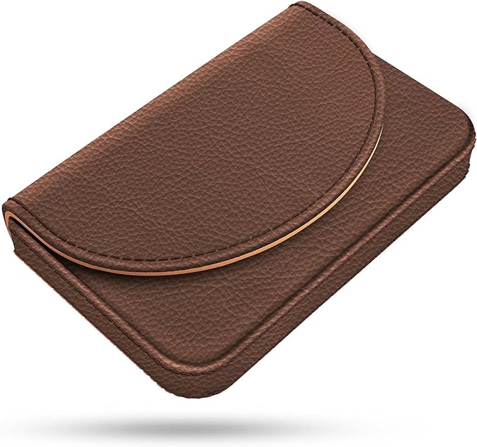 Business Card Holder，PU Leather Business Card Case Color Printing Pattern Card Holder Wallet，Pockets Magnetic Credit Card Holders for Men and Women，Brown