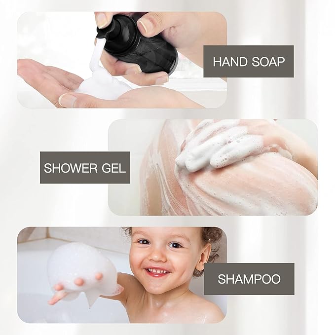 Travel Foam Pump Bottle - 2oz Small Size Foaming Hand Soap Dispenser - Mini Portable Mousse Lash Shampoo Kit Container for Hair - Empty Leak Proof Plastic Black Foamer 30Pack