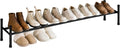 STORAGE MANIAC Long Expandable Shoe Rack, 6 Pairs Metal Wide Stackable Shoe Rack, Adjustable Shoes Shelf, Freestanding Shoes Organizer for Closet, Entryway, Hallway, Garage, Front Door, 1 Tier