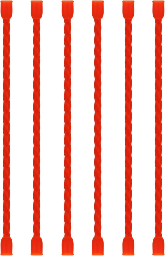 6 PCS 6-Inch Silicone Cable Ties Dia 5mm Reusable Steel-Core Rubber Twist Ties Bendable Cable Ties for Bundling and Holding, All Purpose Cord Tie for Indoor and Outdoor (Red)