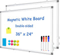 WALGLASS 2 Pack White Board, 36" x 24" Double-Sided Dry Erase White Board for Wall, Hanging Mounted Whiteboard, Horizontal or Vertical Silver Aluminium Frame for Home, School, Office, Kitchen