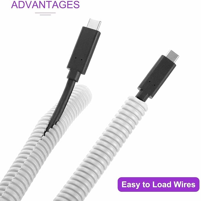 DMiotech 100ft Wire Loom Split Tubing 5/8 Inch(15.9mm) ID, Cord Protectors from Pet Flexible Conduit Cable Management for Office Home Garden, White