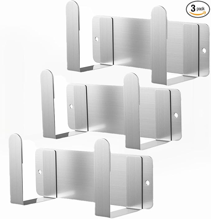 3 Pack Stainless Steel Wall Mounted Cutting Board Holder, Punch-Free Adhesive Pot Lid Organizer, Multifunctional Kitchen Storage Rack, Rustproof Heavy Duty