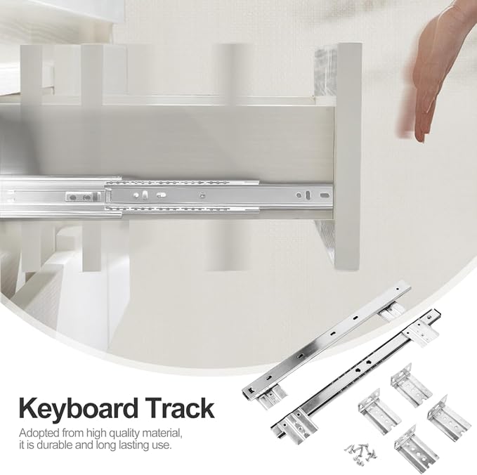 FAVOMOTO 14" Keyboard Drawer Slides - Heavy Duty Ball Bearing Keyboard Slides Under Desk Rails Rack Tray Accessories for Cabinet Furniture Hardware Rails