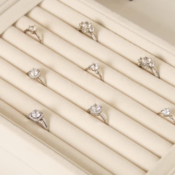 Pangkeep Ring Holder Display Tray Jewelry Organizer Stands for Selling Rings Earrings Show (Beige)
