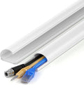 ZhiYo 34in Cord Hider for 2-3 Wall-Mounted TV Wires, 1.2"W x 0.55"H, White | Split-Hinge Design for Easy Installation, Half-Round Glazed Finish Ideal for Wall/Baseboard, Self-Adhesive, 2 Pack (17" Each)