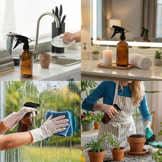 16-Oz (Pack of 1) Glass Spray Bottles | Use To Store For Essential Oils, Perfumes, Face Mist, Fragrances, Water Size, Amber Glass Spray