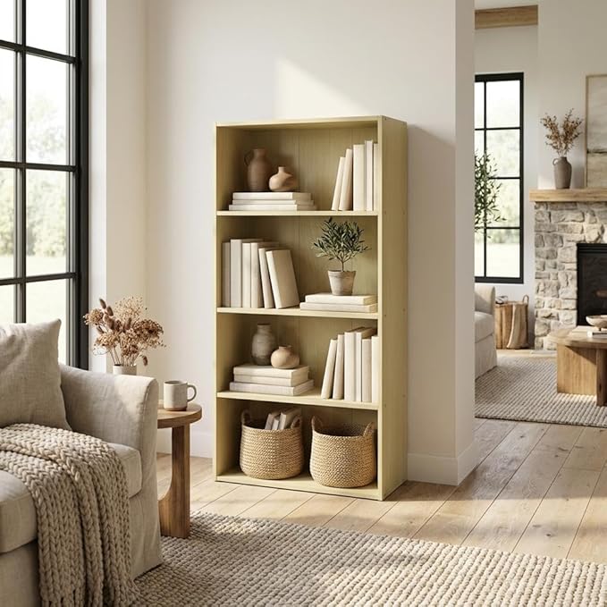 Furnifact Steam Beech Bookcase, Wooden Craftsmanship, Elegant Storage Solution, Modern Design, Durable Wood Material
