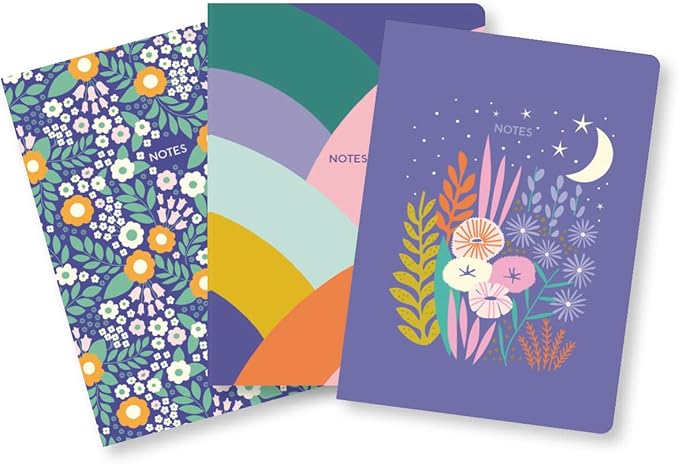 High Note Textured Composition Notebook Journal, 3 Pack, 5.75" x 8.25", 64 Wide Ruled Pages, Small Notebooks for School, Journaling, Writing, Planner, by Elizabeth Olwen