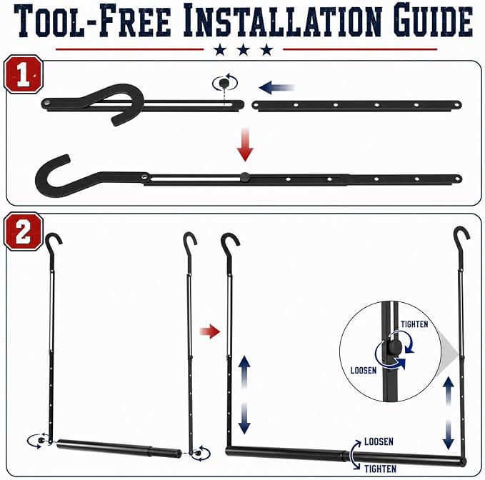 OPKING Double Hanging Closet Rod Extenders Adjustable Width & Height Black | Stepless Adjustment, Space-Saving & Expand Space, Assemble Easily, Heavy-Duty Iron, Hold Up To 45 LBS, Smooth Surface,