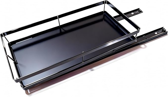 Under Sink Organizer, Dual-Rail Ball-Bearing, Under Kitchen Sink Organizer, 6-Level Adjustable, Under Cabinet Organizer, No-Drill Adhesive/Suction, Under Sink Storage (Black, Single Layer - 1 Pack)