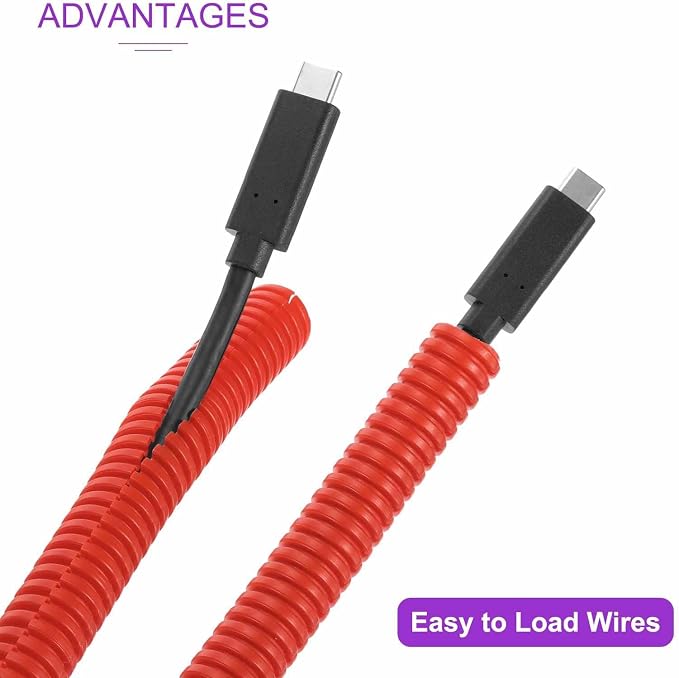 DMiotech 20ft Wire Loom Split Tubing 3/4 Inch(19.1mm) ID, Cord Protectors from Pet Flexible Conduit Cable Management for Office Home Garden, Red