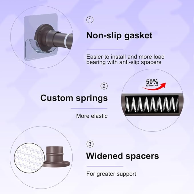 Bronze Shower Curtain Rod 28-48 Inches Adjustable Tension Curtain Rod Spring Shower Rod for Bathroom Heavy Duty Tension Rod for windows