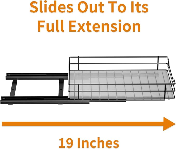 RCHYFEED Pull Out Spice Rack Organizer for Cabinet,Slide out Spice Organizer for Inside Cabinets,Heavy Duty Spice Organization for Kitchen and Pantry,Seasoning,Sauces(1-Tier,8.5" Wx10.5 Dx2.5 H)
