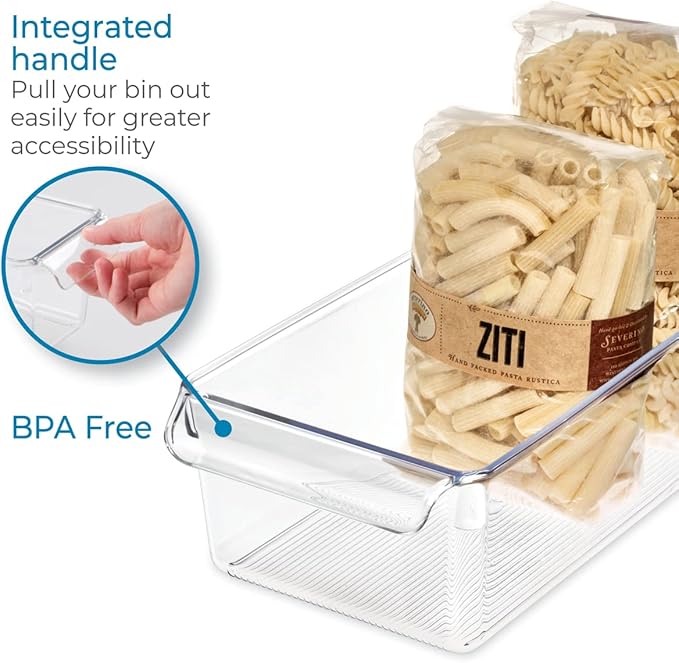 iDesign Linus Plastic Fridge and Freezer Storage Organizer Bin with Handle, Clear Container for Food, Drinks, Produce Organization, BPA-Free , 11.5" x 6" x 3.5", Clear | With Handle, BPA-Free, For Food, Drinks, Produce, Freezer Compatible