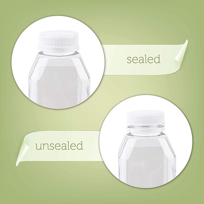 Diplastible Disposable Plastic Juice Bottles-16 Oz with Lids | 24 Pack | for Water, Orange Apple Lemon Juicing, Smoothies, Milk, Reusable, BPA Free, Tamper-Proof Caps, Catering, Takeout