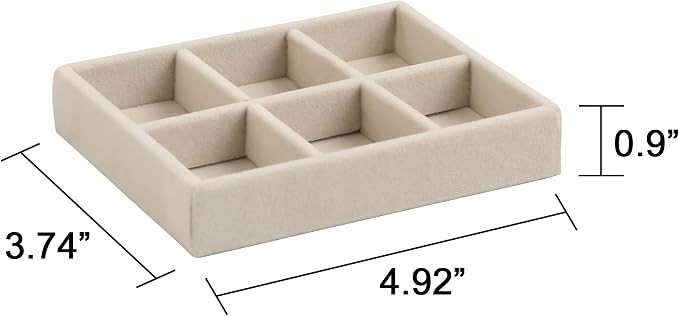 Frebeauty Small Jewelry Trays for Drawer,2 Pack 6 Grid Earring Organizer | Jewelry Display for Rings Stud,Jewelry Box Inserts,Drawer Inserts,Adjustable Dividers,Earring Organizer,Stackable,Mini Size