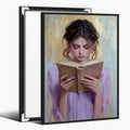 Girl Reading Book Lover Art Aesthetic Poster Canvas Wall Art Decoration Living Room Home Decor Bedroom Decoration Poster black framed8x12inch