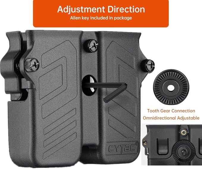Universal Double Magazine Pouch Fit 9mm 10mm .40 .45 Caliber Dual & Single Stack Magazines, Black