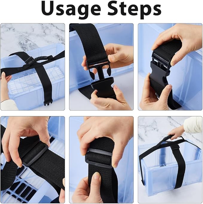 SUPERFINDINGS 2 Pack Box Carrying Strap with Handle 1.16-1.85m/45.6-72.8" Adjustable Box Handle Strap Cross-Shaped Style Nylon Carry Straps for Moving Storage Totes Appliances Suitcases Cylinder