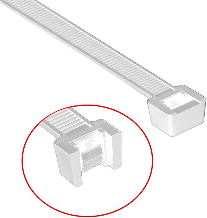Superun Clear Zip Ties 8 Inch 50 Lbs White Cable Ties 100 Pack | Self-locking,Width 0.18",Max Bundle Diameter 2.0",Industrial Grade,fireproof,Heavy duty,For indoor and outdoor