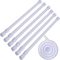 SIQUK 6 Pack Cupboard Bars Adjustable Spring Tension Rods White Refrigerator Bar Extendable Rod for DIY Projects, 12 to 20 Inches
