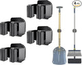 Upgraded Magnetic Broom and Mop Holder Wall Mount, Space-Saving Heavy Duty No Drill Over the Door Broom Gripper RV Camper Wall Organizer,Black,4 Pcs
