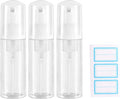 3pcs 2oz Small Size Mousse Plastic Travel Foam Pump Bottle - Portable Foaming Empty Bottle Dispenser for Hand Soap, Shampoo, Lash Cleanser - Well Suited for Travelers Daily Use (60ml)