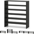 COSTWAY 6-Tier Shoe Rack, Extra Wide Shoe Shelf Organizer with Stackable Design, 31" Freestanding Adjustable Storage Shoe Stand for Small Space Entryway Hallway Closet (1,Black)