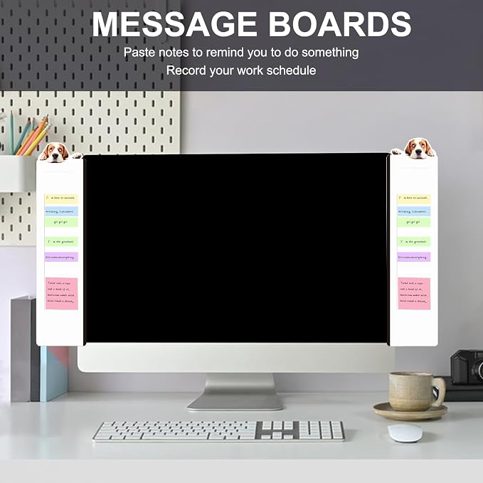 Office Desk Accessories 2pcs Multifunction Computer Monitor Memo Board - Transparent Computer Side Panel Memo Creative Monitor Side Panel Suitable for Office Home Desktop (Monitor Memo Board 14)
