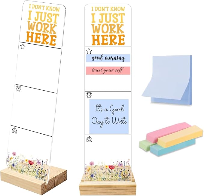 Sticky Notes Monitor Memo Board with Removable Wooden Base I Dont Know I Just Work Here Funny Quote Message Board Portable Sticky Note Holder with 200 Sheets Sticky Notes Humorous Office Desk Decor