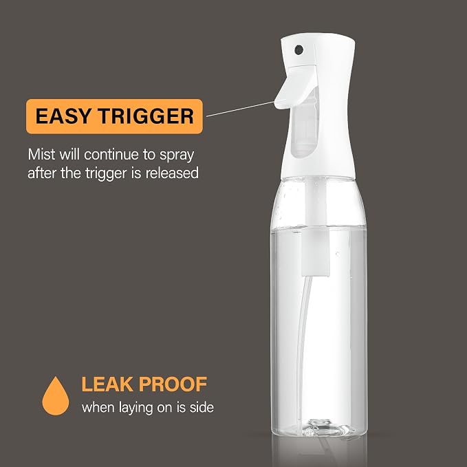 SUPER+ 2 pack continuous spray bottle for hair - 17 OZ Ultra Fine Mist Sprayer | water spray bottle for hair mister spray bottle | hair spray bottles For Hairstyling, Cleaning, Salons (2pk 17oz)