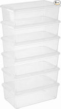 novelinks 6 Pack 6 Quart Stackable Shoe Storage Bins with Lids (Clear) | Clear Shoe Storage Boxes, Shoe Bins, Shoe Containers, Shoe Boxes Clear Plastic Stackable, Craft Organizers and Storage