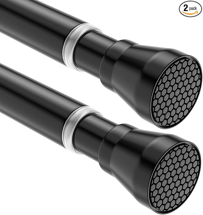 2 Pack 28-48 Inch Adjustable Stainless Steel Anti-Slip Spring Tension Small Shower Curtain Rod - No Drilling, 7/8" Tension Rod for Bathroom Bedroom Doorway Closet Door
