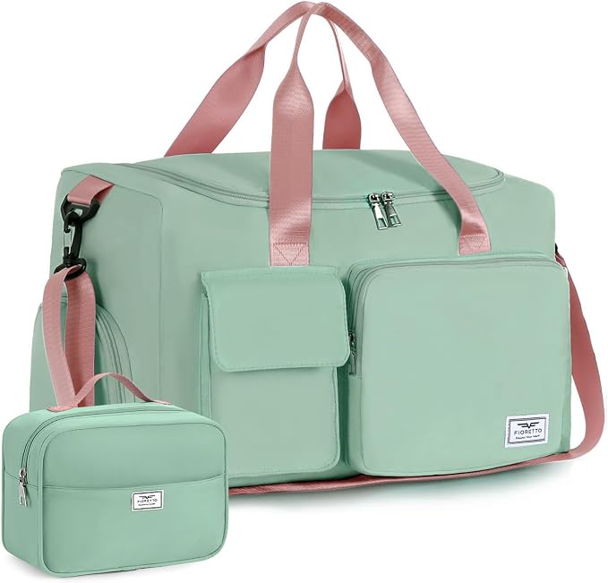 FIORETTO Women's Gym Duffle Bag with Shoes Compartment, 30L Capacity, Ideal for Travel, Gym, Sports, Duffel, Weekender