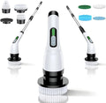 Electric Spin Scrubber for Bathroom: Shower Scrubber with Long Handle | Dual Speed Cordless Power Cleaning Scrub, 7 Brush Heads, IPX7 Waterproof Heavy Duty Cleaner Tools for Tub Tile Grout Wall