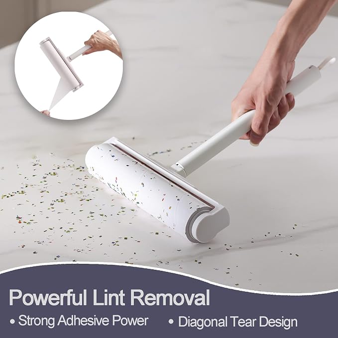 9.45 Inch Large Surface Lint Roller Refills, Fits 9.45" Supersize Lint Rollers with 1.5" ID, 320 Easy Tear Sheets (Pack of 4), Sticky Lint Roller Sheets, Replacement Lint Roller Refill