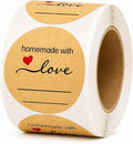 500 Kraft Canning Labels 2 Inch Round Sticker Labels, Homemade with Love Labels, Round Labels for Jars, Mason Jar Labels, Bakery Stickers, Candle Labels & Small Business Packaging