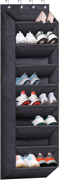 SLEEPING LAMB Over The Door Shoe Organizer for Closet with Large Deep Pockets, Narrow Shoe Rack for Door Hanging Boots Storage, Black