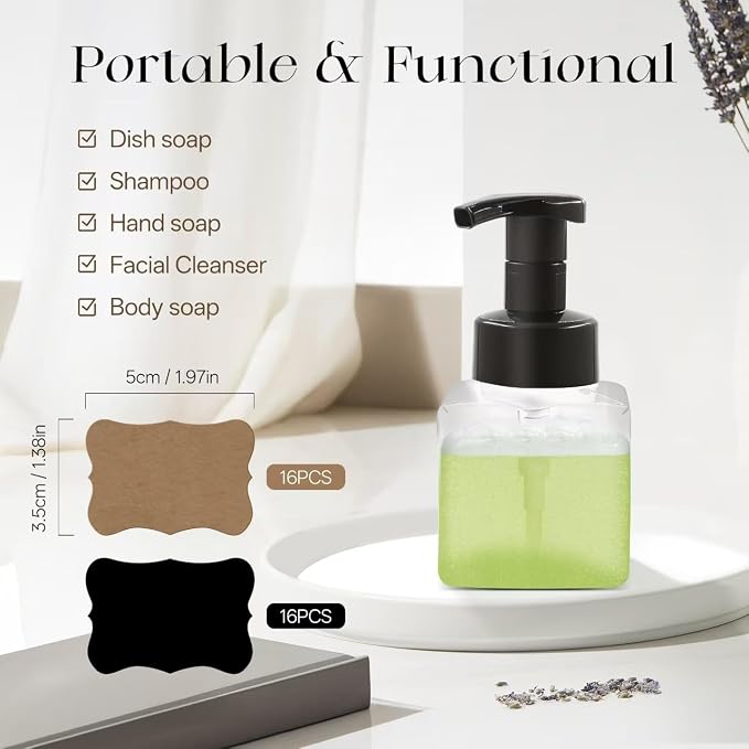 30 pcs 8.5 oz Foaming Soap Dispenser Plastic Foaming Pump Bottle, Refillable Dispenser with Plastic Pump, Empty Hand Bottles for Liquid Soap, Shampoo, Bathroom,Hotel,Restaurant (30, Transparent)