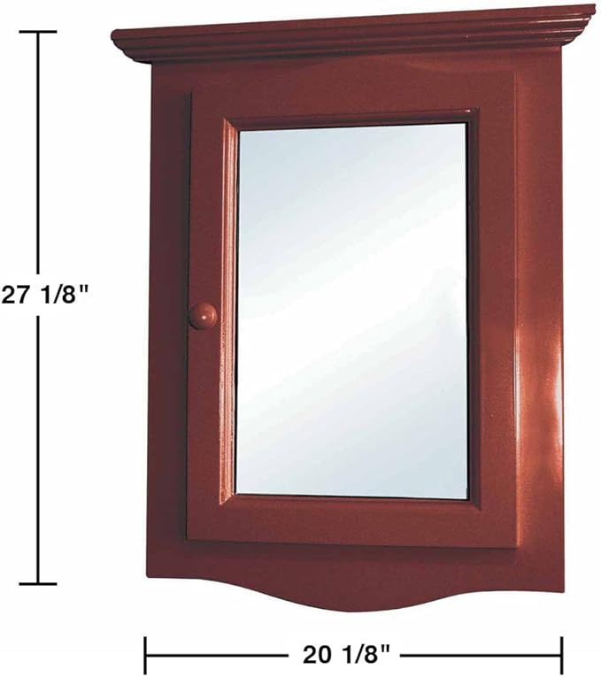 Renovators Supply Corner Medicine Cabinet with Mirror - Wall Mount Wooden Bathroom Medicine Cabinet - Double Shelf Storage Cabinet with Hardware - Hanging Bathroom Cabinet - Cherry, Pack of 1
