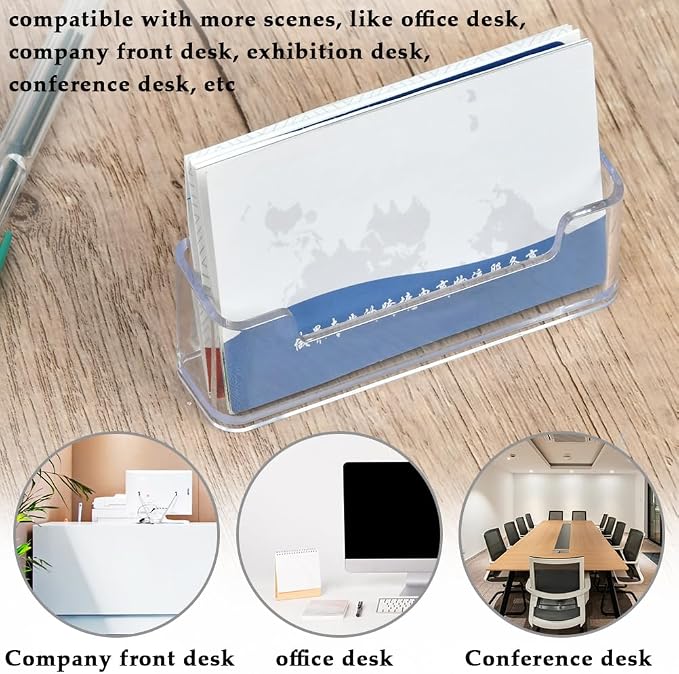 TIMESETL 18Pack Business Card Holder for Desk, Clear Acrylic Office Business Card Holder Display Plastic Business Card Stand Acrylic Desktop Business Card Holders for Exhibition, Home & Office