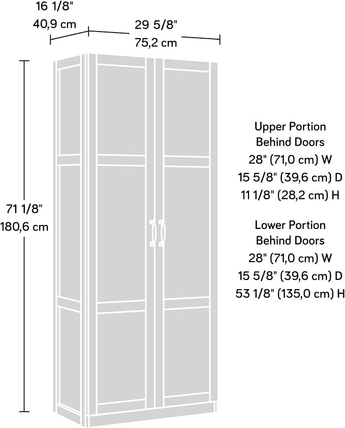 Sauder Tall Storage Cabinet, Black, 4 Adjustable Shelves, Multi-Room Use