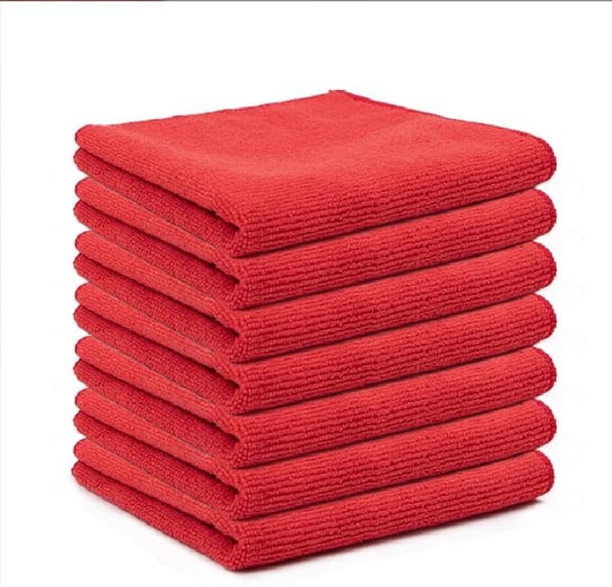 Microfiber Cleaning Cloths, Pack of 7, Reusable and Washable，Cleaning Towels, Red