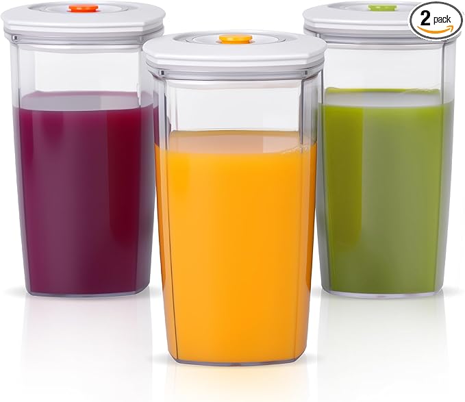 Vacuum Seal Juice Cups, Portable Leak Proof Drinking Storage Containers for Juice, Milk, Boba, Smoothie, Tea, Kombucha, 750ml (750mlx3)
