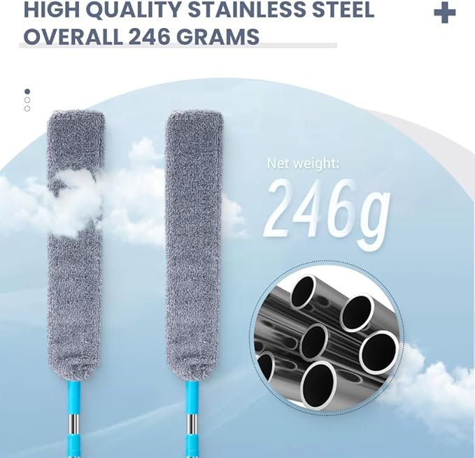Retractable Gap Dust Cleaner, 2025 New Extendable Microfiber Duster with Bendable & Removable Head, Washable Dusting Brush for Home, Kitchen, Car & Hard-to-Reach Areas (2)