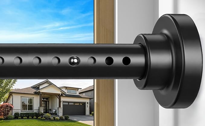 Tension Curtain Rod Black Tension Rod 40 to 148 Inch Spring Curtain Rods Non Slip Tension Rods 1pcs For Windows No Drilling Adjustable Tension Rods of Curtains Window Closet Kitchen Wardrobe