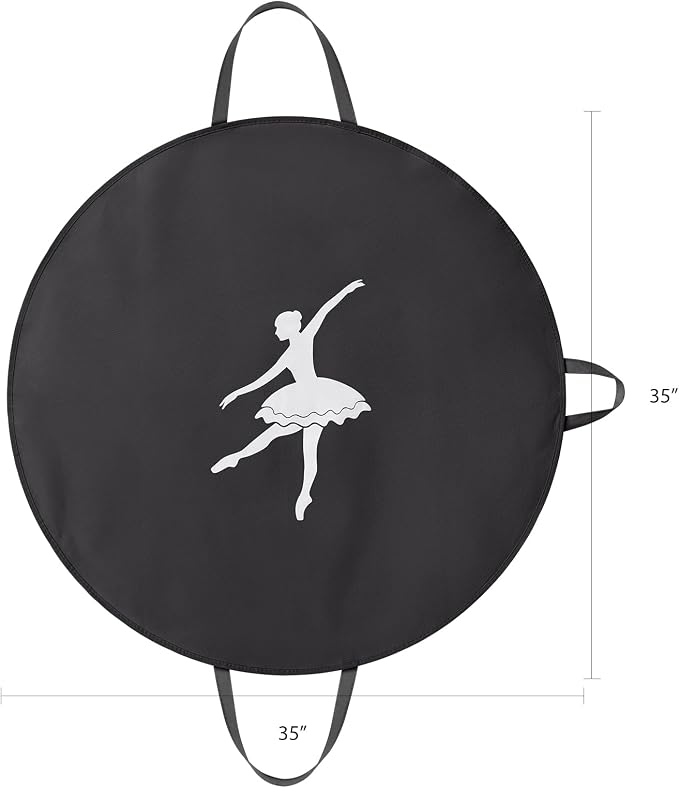 KEEGH 35 inch Girls Tutu Garment Bag Pancake Dance Bag, Black | Foldable, with Handle Strap, Ballet Tutu Bag, Dance Costume Garment Bag for Hanging Clothes and Dance Competition